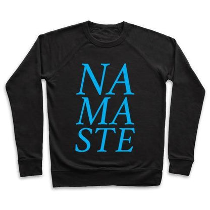 Virgin Teez  Pullover Crewneck Sweatshirt / x-small / Black NAMASTE CREWNECK SWEATSHIRT