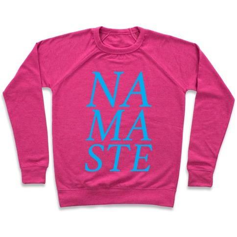 Virgin Teez  Pullover Crewneck Sweatshirt / x-small / Deep Pink NAMASTE CREWNECK SWEATSHIRT