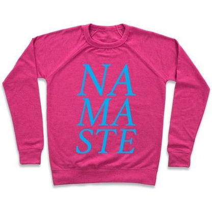 Virgin Teez  Pullover Crewneck Sweatshirt / x-small / Deep Pink NAMASTE CREWNECK SWEATSHIRT