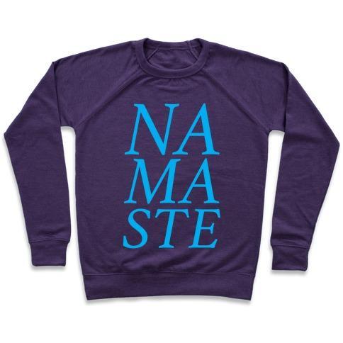 Virgin Teez  Pullover Crewneck Sweatshirt / x-small / Purple NAMASTE CREWNECK SWEATSHIRT