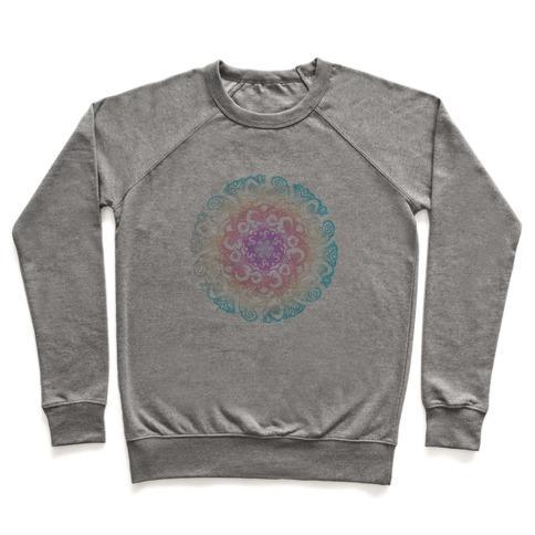 Virgin Teez  Pullover Crewneck Sweatshirt / x-small / Heathered Gray NAMASTE MANDALA CREWNECK SWEATSHIRT