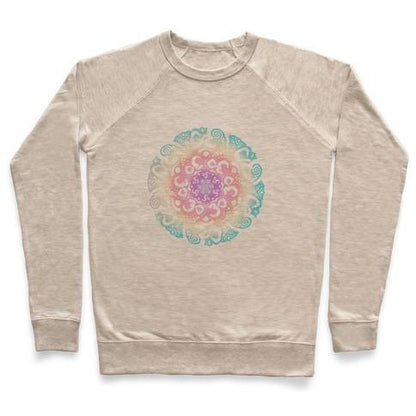 Virgin Teez  Pullover Crewneck Sweatshirt / x-small / Heathered Oatmeal NAMASTE MANDALA CREWNECK SWEATSHIRT