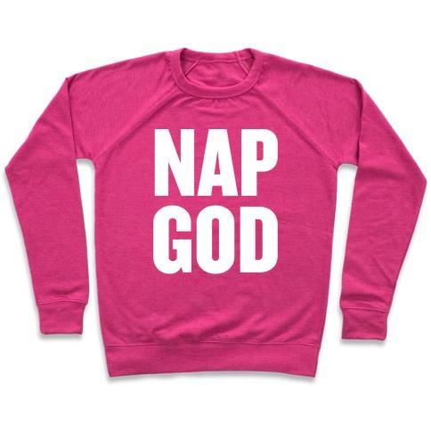 Virgin Teez  Pullover Crewneck Sweatshirt / x-small / Deep Pink NAP GOD CREWNECK SWEATSHIRT