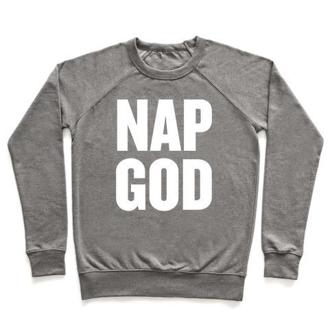 Virgin Teez  Pullover Crewneck Sweatshirt / x-small / Heathered Gray NAP GOD CREWNECK SWEATSHIRT