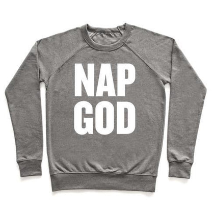 Virgin Teez  Pullover Crewneck Sweatshirt / x-small / Heathered Gray NAP GOD CREWNECK SWEATSHIRT