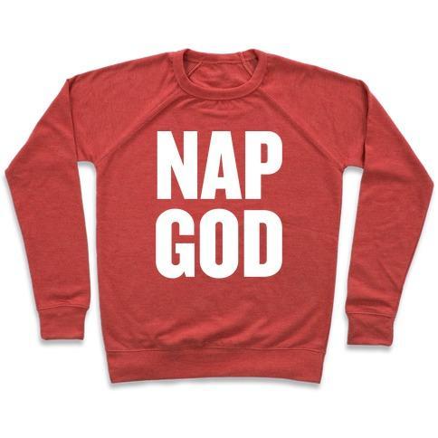 Virgin Teez  Pullover Crewneck Sweatshirt / x-small / Heathered Red NAP GOD CREWNECK SWEATSHIRT