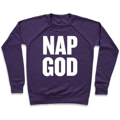 Virgin Teez  Pullover Crewneck Sweatshirt / x-small / Purple NAP GOD CREWNECK SWEATSHIRT