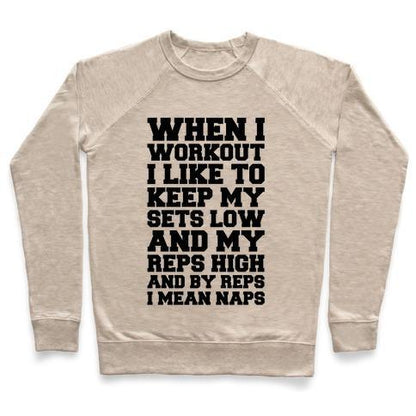 Virgin Teez  Pullover Crewneck Sweatshirt / x-small / Heathered Oatmeal NAP REPETITIONS CREWNECK SWEATSHIRT