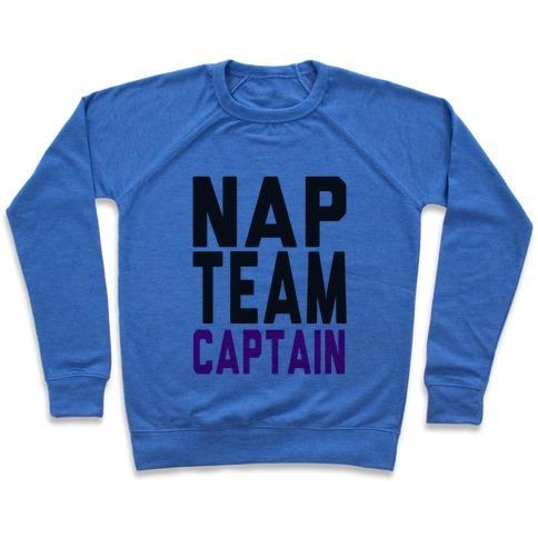 Virgin Teez  Pullover Crewneck Sweatshirt / x-small / Heathered Blue NAP TEAM CAPTAIN CREWNECK SWEATSHIRT