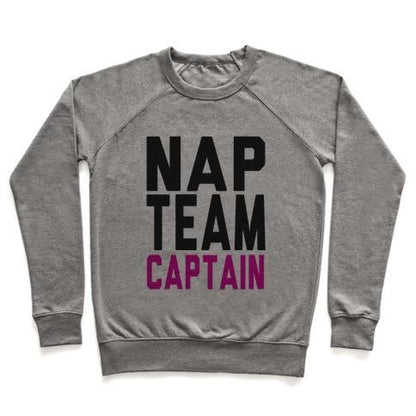 Virgin Teez  Pullover Crewneck Sweatshirt / x-small / Heathered Gray NAP TEAM CAPTAIN CREWNECK SWEATSHIRT