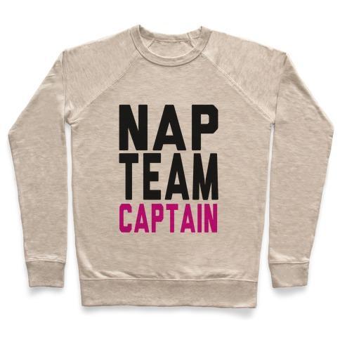 Virgin Teez  Pullover Crewneck Sweatshirt / x-small / Heathered Oatmeal NAP TEAM CAPTAIN CREWNECK SWEATSHIRT