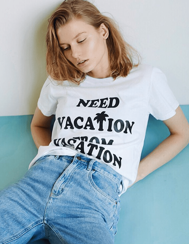 VIRGIN TEEZ Women T-shirt Need vacation from vacation Women's T-Shirt