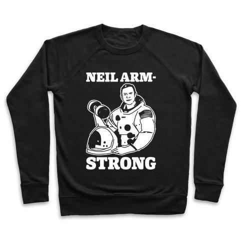 Virgin Teez  Pullover Crewneck Sweatshirt / x-small / Black NEIL ARM-STRONG LIFTING CREWNECK SWEATSHIRT