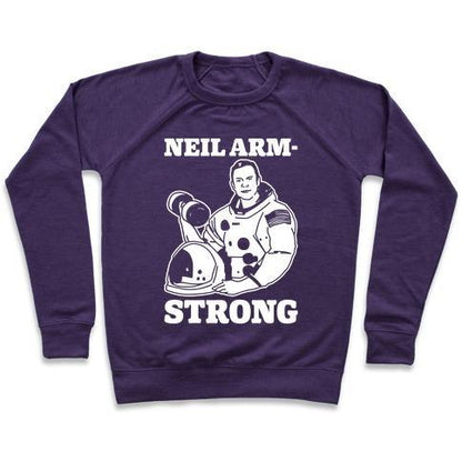 Virgin Teez  Pullover Crewneck Sweatshirt / x-small / Purple NEIL ARM-STRONG LIFTING CREWNECK SWEATSHIRT