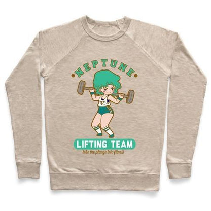 Virgin Teez  Pullover Crewneck Sweatshirt / x-small / Heathered Oatmeal NEPTUNE LIFTING TEAM CREWNECK SWEATSHIRT