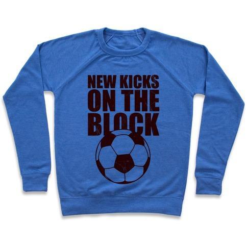 Virgin Teez  Pullover Crewneck Sweatshirt / x-small / Heathered Blue NEW KICKS ON THE BLOCK CREWNECK SWEATSHIRT