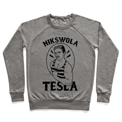 Virgin Teez  Pullover Crewneck Sweatshirt / x-small / Heathered Gray NIKSWOLA TESLA CREWNECK SWEATSHIRT