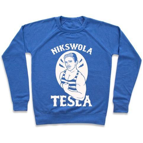 Virgin Teez  Pullover Crewneck Sweatshirt / x-small / Heathered Blue NIKSWOLA TESLA CREWNECK SWEATSHIRT