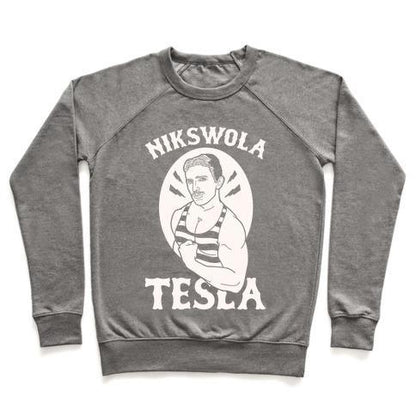 Virgin Teez  Pullover Crewneck Sweatshirt / x-small / Heathered Gray NIKSWOLA TESLA CREWNECK SWEATSHIRT