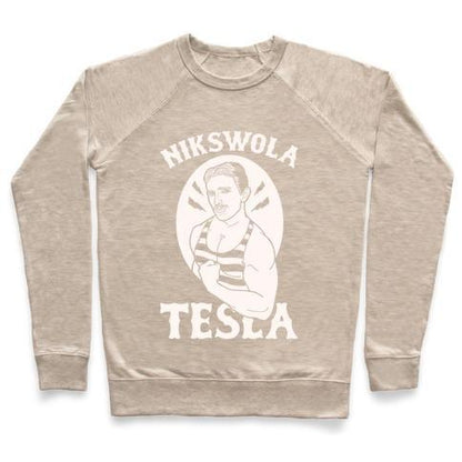 Virgin Teez  Pullover Crewneck Sweatshirt / x-small / Heathered Oatmeal NIKSWOLA TESLA CREWNECK SWEATSHIRT