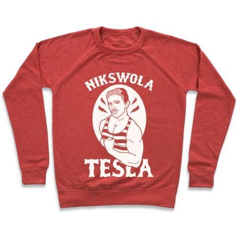 Virgin Teez  Pullover Crewneck Sweatshirt / x-small / Heathered Red NIKSWOLA TESLA CREWNECK SWEATSHIRT