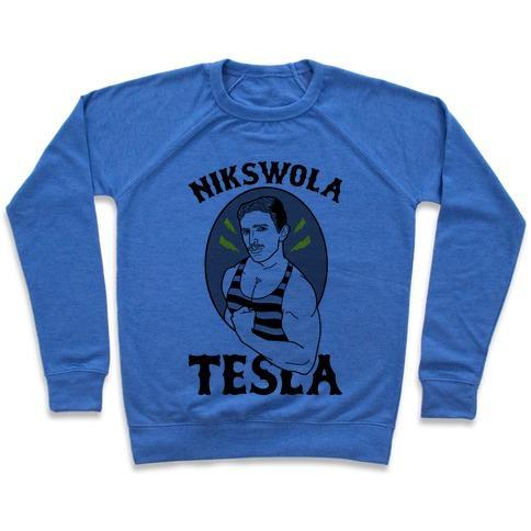 Virgin Teez  Pullover Crewneck Sweatshirt / x-small / Heathered Blue NIKSWOLA TESLA CREWNECK SWEATSHIRT