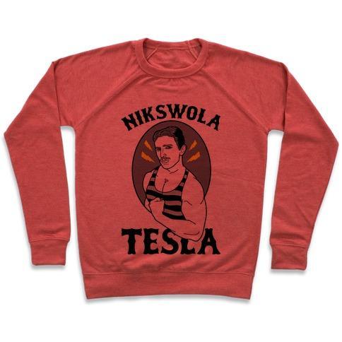 Virgin Teez  Pullover Crewneck Sweatshirt / x-small / Heathered Red NIKSWOLA TESLA CREWNECK SWEATSHIRT