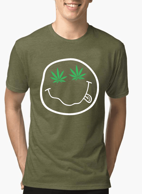 Virgin Teez T-shirt SMALL / Green Nirvana Smile Half Sleeves Melange T-shirt