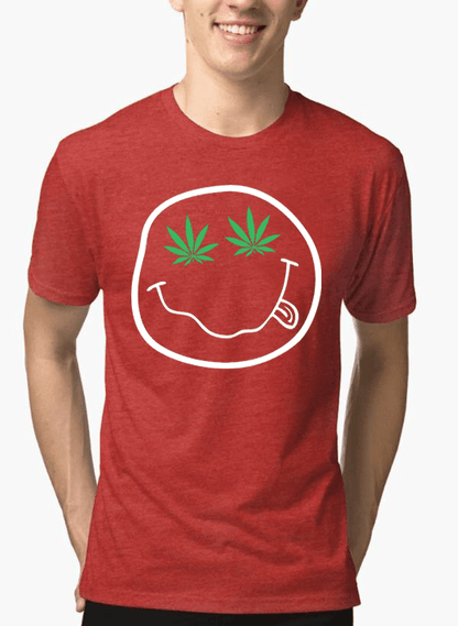 Virgin Teez T-shirt SMALL / Red Nirvana Smile Half Sleeves Melange T-shirt