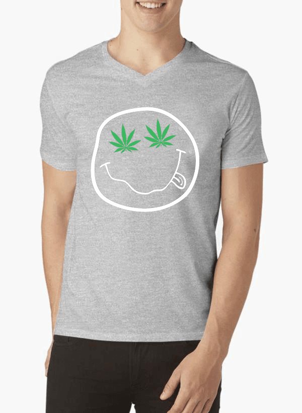 Virgin Teez T-shirt SMALL / Gray Nirvana Smile V-Neck T-shirt