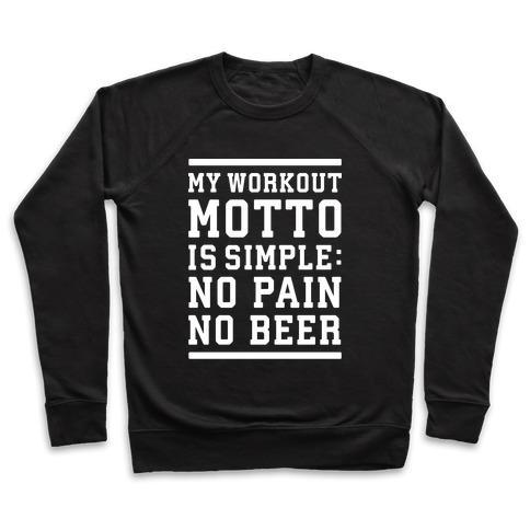 Virgin Teez  Pullover Crewneck Sweatshirt / x-small / Black NO PAIN NO BEER CREWNECK SWEATSHIRT