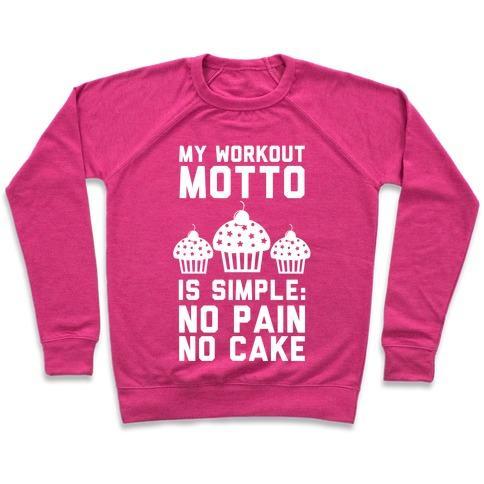 Virgin Teez  Pullover Crewneck Sweatshirt / x-small / Deep Pink NO PAIN NO CAKE CREWNECK SWEATSHIRT