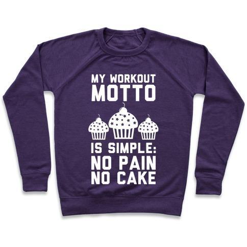 Virgin Teez  Pullover Crewneck Sweatshirt / x-small / Purple NO PAIN NO CAKE CREWNECK SWEATSHIRT