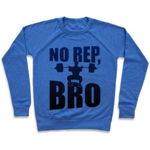 Virgin Teez  Pullover Crewneck Sweatshirt / x-small / Heathered Blue NO REP, BRO (CROSSFIT) CREWNECK SWEATSHIRT