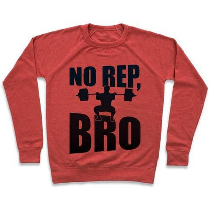 Virgin Teez  Pullover Crewneck Sweatshirt / x-small / Heathered Red NO REP, BRO (CROSSFIT) CREWNECK SWEATSHIRT