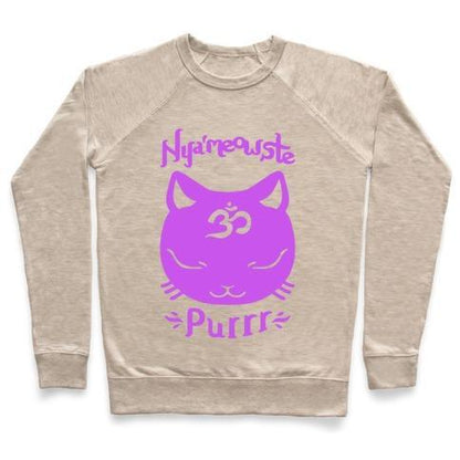 Virgin Teez  Pullover Crewneck Sweatshirt / x-small / Heathered Oatmeal NYAMEOWSTE CREWNECK SWEATSHIRT