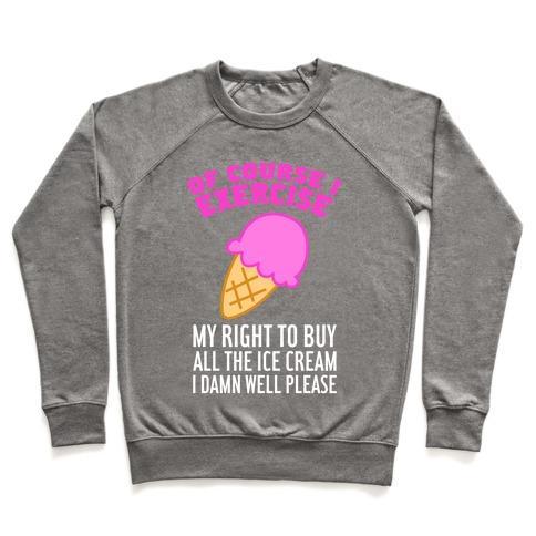 Virgin Teez  Pullover Crewneck Sweatshirt / x-small / Heathered Gray OF COURSE I EXERCISE CREWNECK SWEATSHIRT