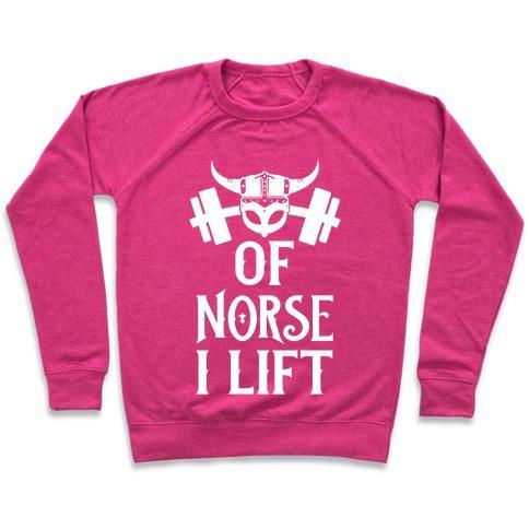 Virgin Teez  Pullover Crewneck Sweatshirt / x-small / Deep Pink OF NORSE I LIFT CREWNECK SWEATSHIRT