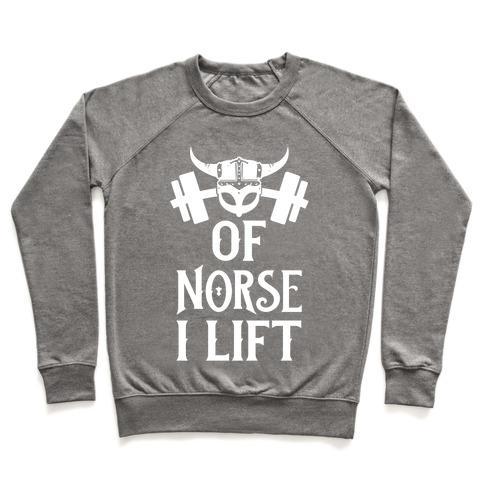 Virgin Teez  Pullover Crewneck Sweatshirt / x-small / Heathered Gray OF NORSE I LIFT CREWNECK SWEATSHIRT