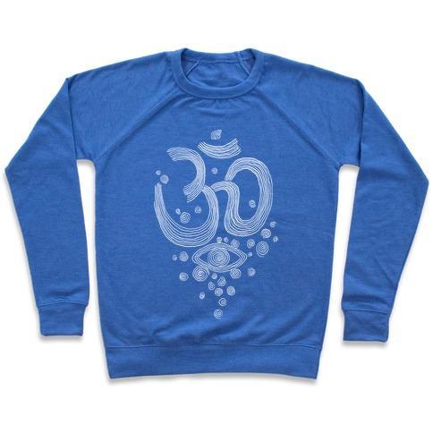 Virgin Teez  Pullover Crewneck Sweatshirt / x-small / Heathered Blue OM AND EYE CREWNECK SWEATSHIRT