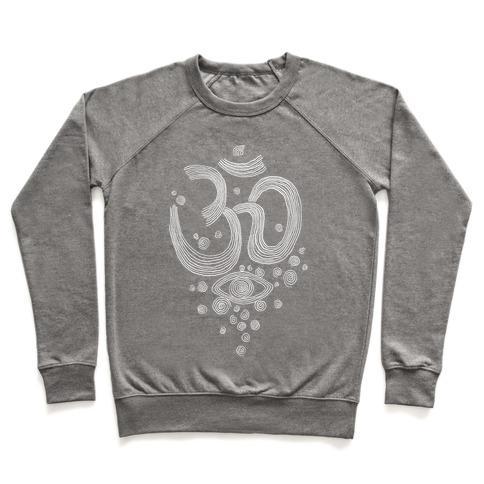 Virgin Teez  Pullover Crewneck Sweatshirt / x-small / Heathered Gray OM AND EYE CREWNECK SWEATSHIRT