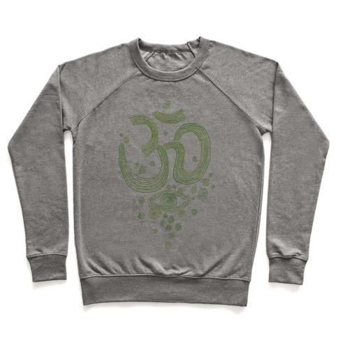 Virgin Teez  Pullover Crewneck Sweatshirt / x-small / Heathered Gray OM AND EYE CREWNECK SWEATSHIRT