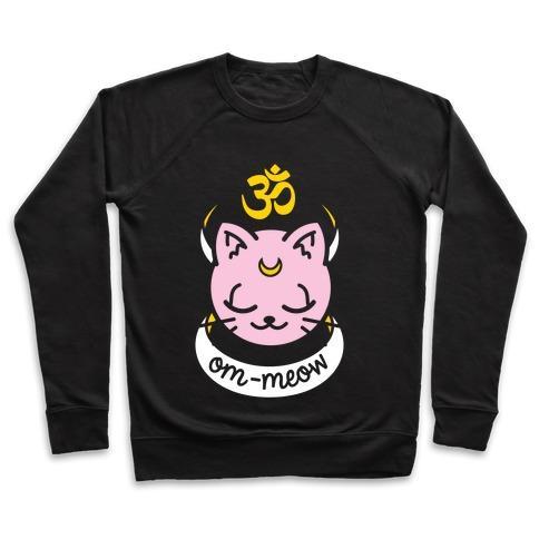 Virgin Teez  Pullover Crewneck Sweatshirt / x-small / Black OM-MEOW CREWNECK SWEATSHIRT