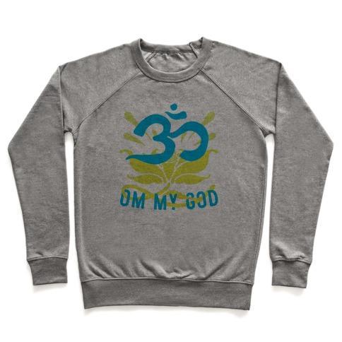 Virgin Teez  Pullover Crewneck Sweatshirt / x-small / Heathered Gray OM MY GOD CREWNECK SWEATSHIRT