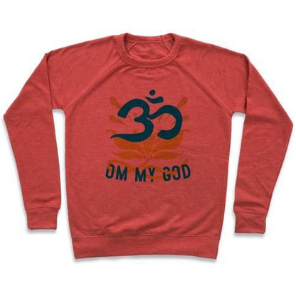 Virgin Teez  Pullover Crewneck Sweatshirt / x-small / Heathered Red OM MY GOD CREWNECK SWEATSHIRT