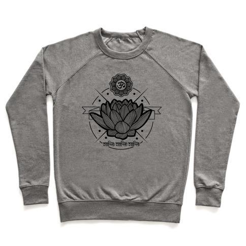 Virgin Teez  Pullover Crewneck Sweatshirt / x-small / Heathered Gray OM SHANTI SHANTI SHANTI CREWNECK SWEATSHIRT