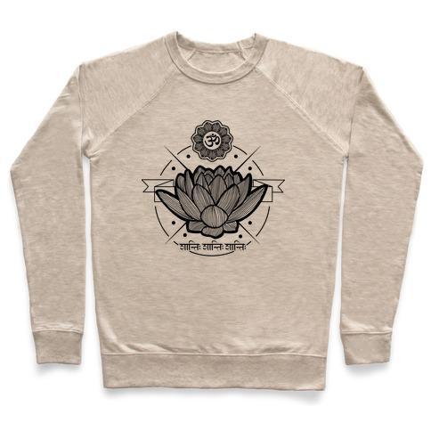 Virgin Teez  Pullover Crewneck Sweatshirt / x-small / Heathered Oatmeal OM SHANTI SHANTI SHANTI CREWNECK SWEATSHIRT