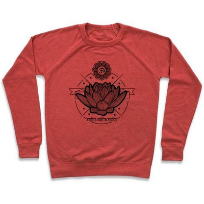 Virgin Teez  Pullover Crewneck Sweatshirt / x-small / Heathered Red OM SHANTI SHANTI SHANTI CREWNECK SWEATSHIRT