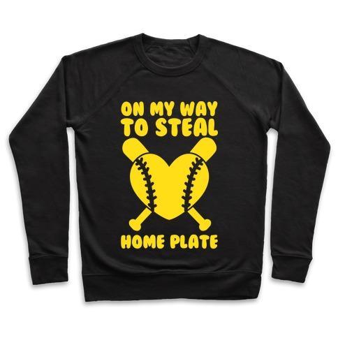 Virgin Teez  Pullover Crewneck Sweatshirt / x-small / Black ON MY WAY TO STEAL HOME PLATE CREWNECK SWEATSHIRT