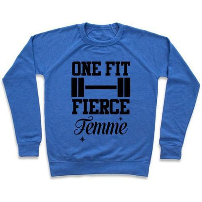 Virgin Teez  Pullover Crewneck Sweatshirt / x-small / Heathered Blue ONE FIT FIERCE FEMME CREWNECK SWEATSHIRT